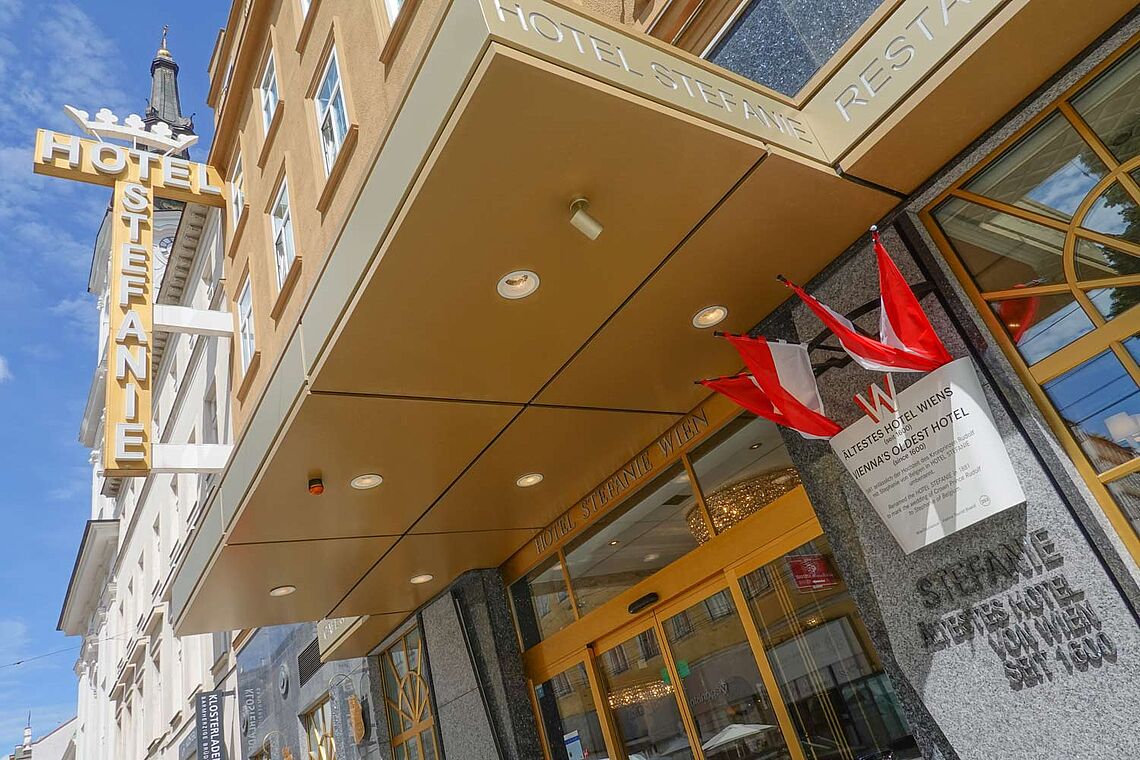 Eingang Hotel Stefanie in 1020 Wien