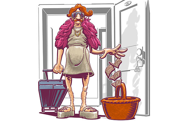 Tourist beim Zahlen von der Wohnung