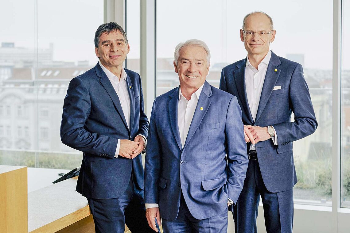 Gruppenfoto Post-Vorstand mit Peter Umundum, Georg Pölzl und Walter Oblin