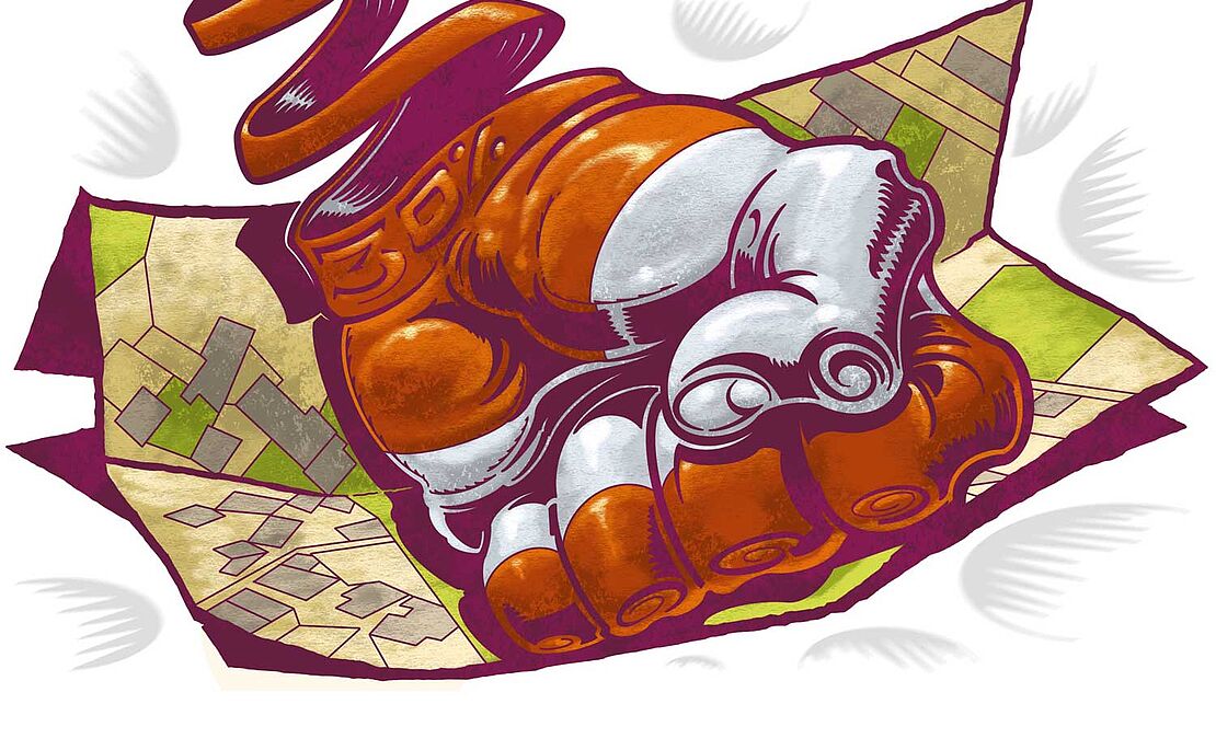 Hand auf Zettel