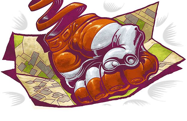 Hand auf Zettel