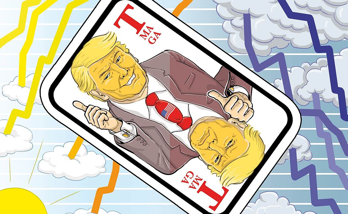 Illustration mit Trump als Spielkarte
