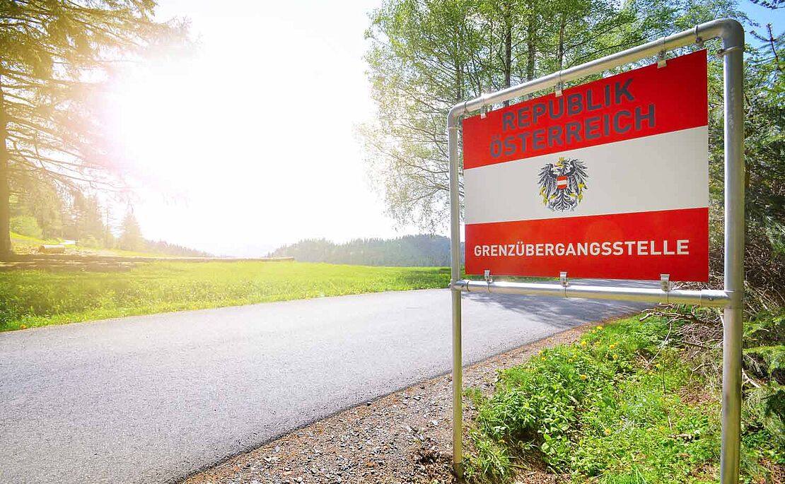 Grenzübergangstafel Österreich