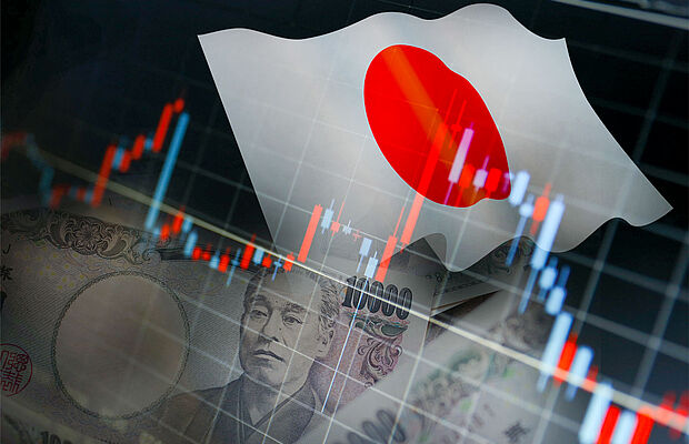 Japan Flagge mit Chart