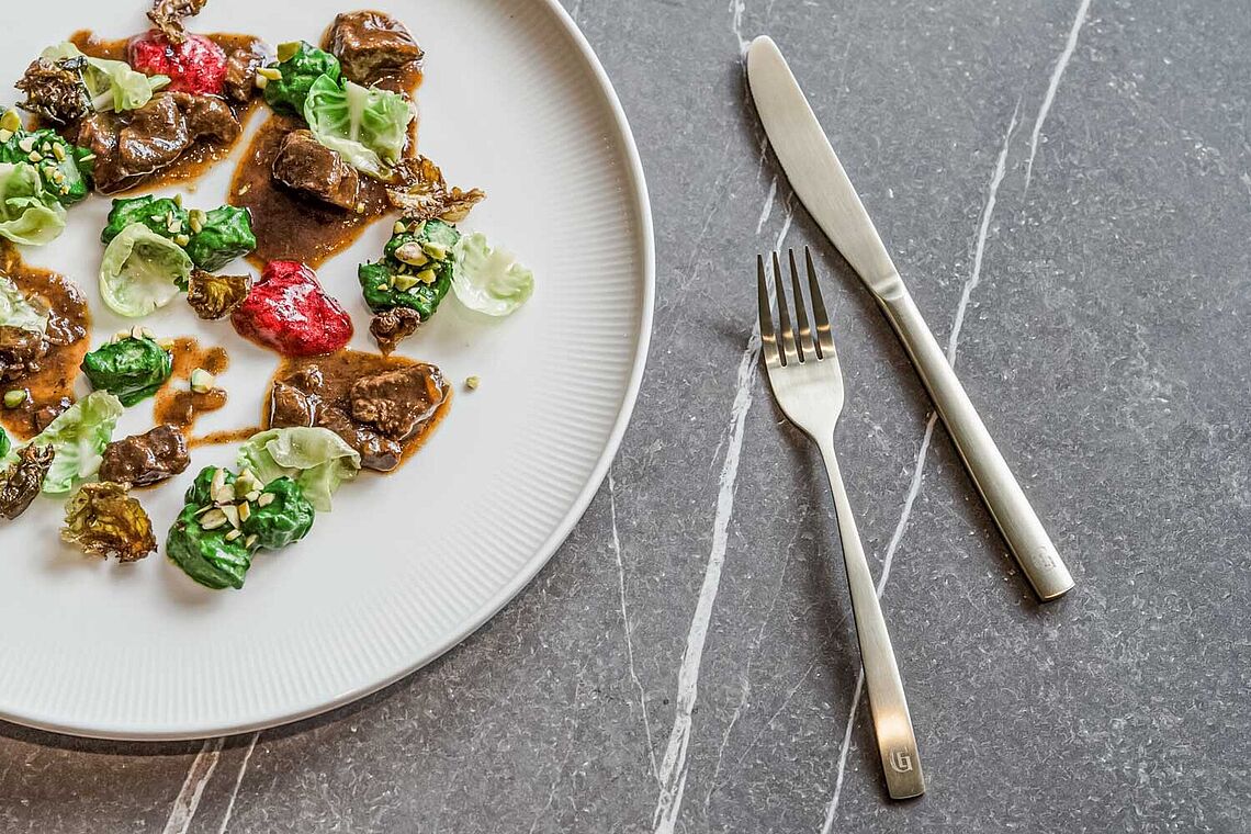 Teller mit Gericht, Hotelrestaurant Grand Liberte/Hotel Grand Elisabeth in Bad Ischl