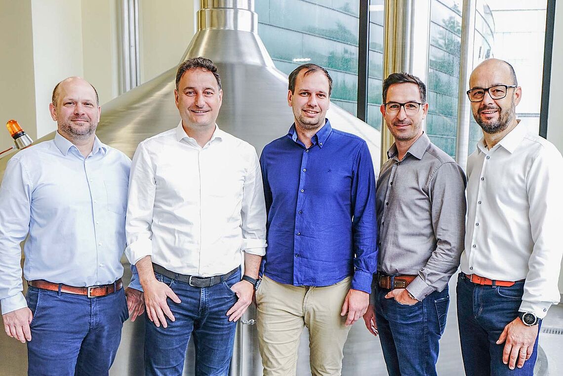 Gruppenfoto Tim Groeger, Thomas Pachole, Dominic Marlin, Andreas Linder und Günter Brunner