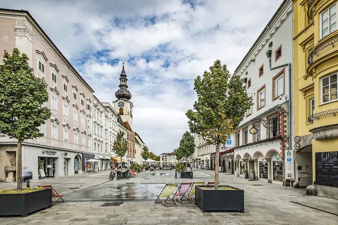 Blick in den historischen Kern von Wels