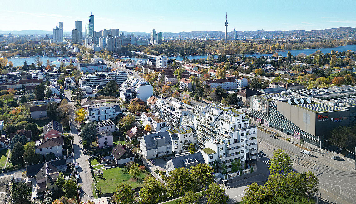 Glorit baut 50 Eigentumswohnungen und 5 Geschäftsflächen vis-à-vis vom Donau Zentrum